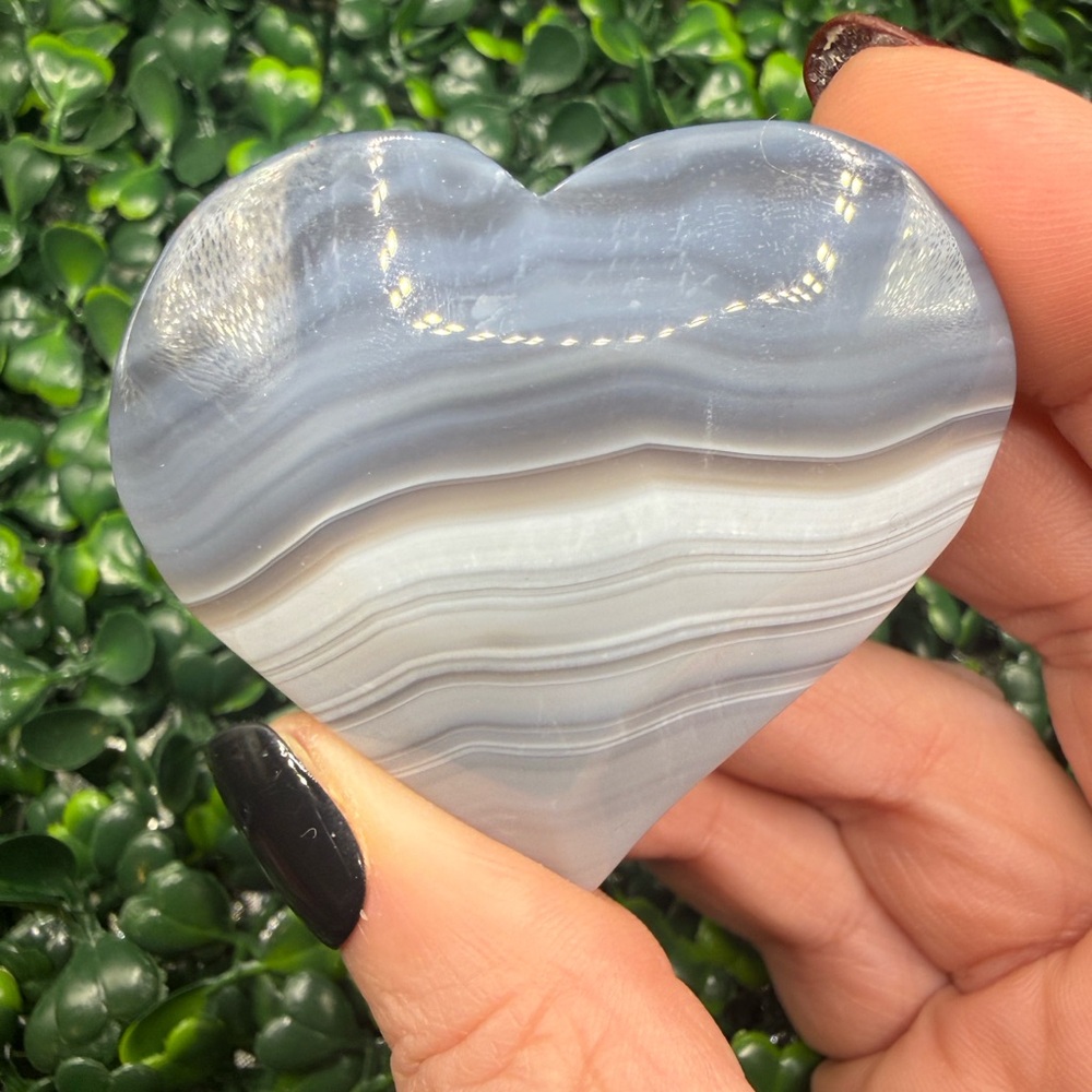 Blue Banded Agate Heart - Picture 3 of 6